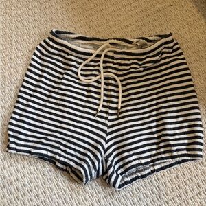 THE GREAT. Black and White Striped Women Shorts